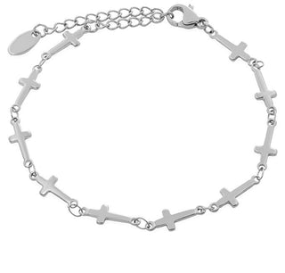 Troli Elegante Bracciale In Acciaio Con Croci 19 Cm — Bracciale