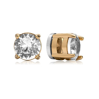 Troli Orecchini Placcati Oro con Magnete e Cristalli Trasparenti 2 in 1 — Orecchini