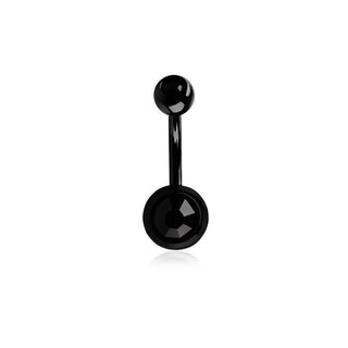 Troli Bauchnabelpiercing aus Stahl mit schwarzem Kristall 