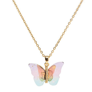 Troli Vergoldete Halskette mit Regenbogen-Schmetterling 