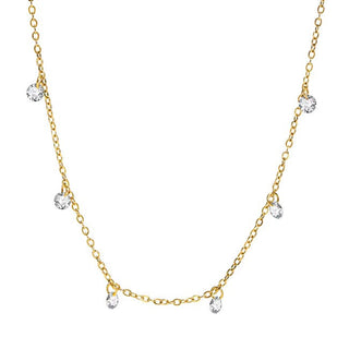 Troli Collana Scintillante Placcata Oro Cristalli Sfaccettati — Collana