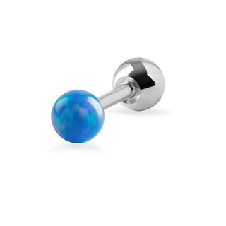 Troli Piercing-Ohrring mit blauem synthetischem Opal 