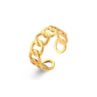 Troli Anello Aperto Alla Moda In Acciaio Placcato Oro — Anello