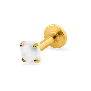 Troli Labret Placcato Oro Con Opale Sintetico Bianco Diametro 0,3 Cm — Labret
