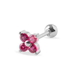 Troli Zarter Piercing-Ohrring mit fuchsiafarbenen Kristallen 