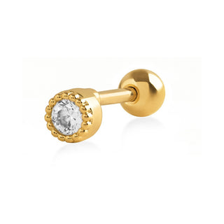 Troli Orecchino Piercing Placcato Oro Con Cristallo Trasparente — Orecchini