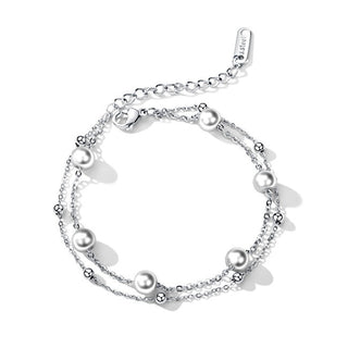 Troli Doppelarmband aus Stahl mit Perlen 