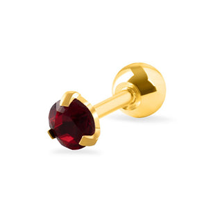 Troli Piercing-Ohrring mit rotem Kristall 