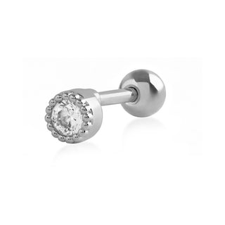 Troli Piercing-Ohrring aus Stahl mit transparentem Kristall 