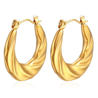 Troli Orecchini Placcati Oro Con Design Ondulato — Orecchini