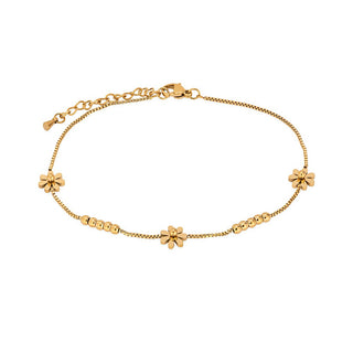 Troli Delicata Catena Dorata Sulla Gamba Con Fiori 25 Cm — Cavigliera