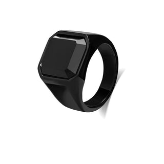 Troli Massiver Ring mit schwarzem Kristall - Umfang: 63 Mm 