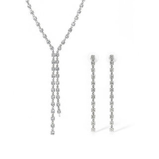 Troli Wunderschönes Schmuckset mit transparenten Kristallen (Halskette, Ohrringe) 