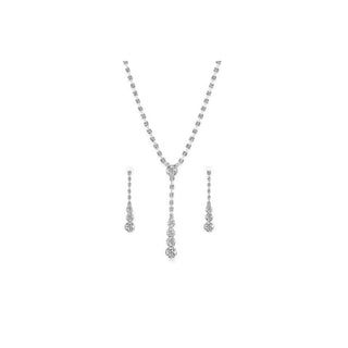 Troli Elegante Damen-Schmuckset mit transparenten Kristallen (Halskette, Ohrringe) 