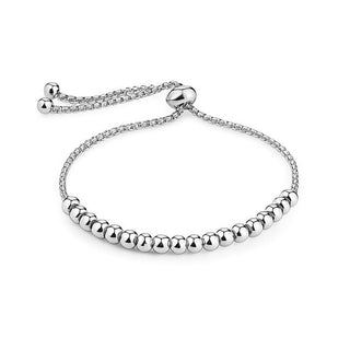 Troli Verstellbares Armband mit silberfarbenen Perlen 