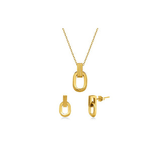 Troli Set Di Gioielli Minimalisti Placcati In Oro Orecchini Collana Ciondolo — Set gioielli