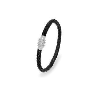 Troli Schwarzes Lederarmband für Herren aus Leder - Länge: 23 Cm 
