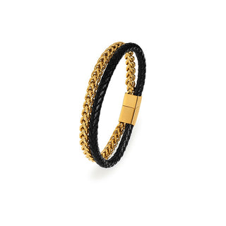 Troli Luxuriöses doppellagiges Armband aus zweifarbigem Leder - Länge: 21 Cm 