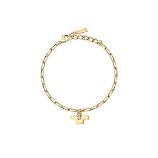 Trussardi Elegante Guldbelagt armbånd med T-Logo krystaller Tjaxc24 