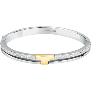 Trussardi Bracciale Bicolore Solido Zirconi T-Logo TJAXC20 — Bracciale