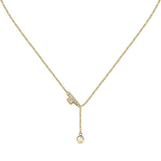 Trussardi Collier délicat plaqué or avec cristaux T-Logo Tjaxc07 
