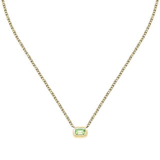 Trussardi T-Design TJAXA21 Collana Placcata Oro con Zircone Verde — Collana