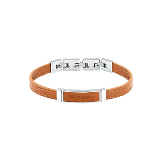 Trussardi Lysebrunt læderarmbånd til mænd T-Leather Tjaxz04 