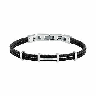 Trussardi Herrearmbånd i flettet sort læder T-Leather Tjaxz13 