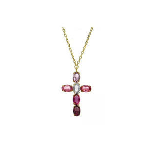 Victoria Cruz Collana Placcata Oro Croce Con Cristalli Harmony A4691-11Dg — Collana