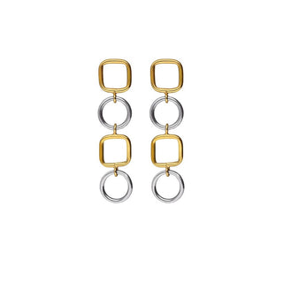 Victoria Cruz Orecchini Pendenti Bicolore In Argento Nivola A5507-Bt — Orecchini