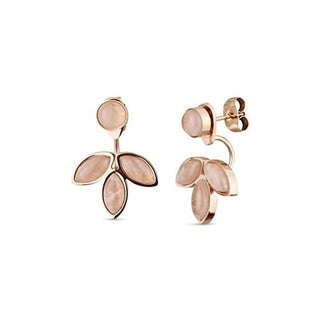 Vuch Moderne vergoldete 2In1-Ohrringe mit Rosenquarz Ohrringe Rose Lilies 