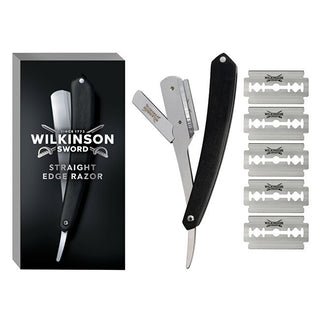 Wilkinson Sword Rasoio Cut Throat + Rasoi Di Ricambio A Doppia Lama 5 Pezzi — Rasoio di sicurezza