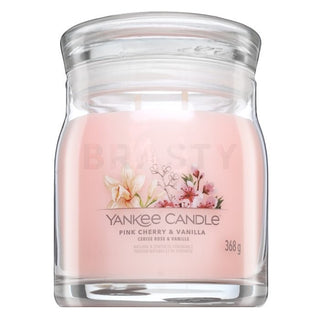 Yankee Candle Vela aromática Signature en vidrio mediano, Cereza rosa y vainilla, 368 G 