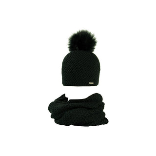 Karpet Set Berretto E Sciarpa collo Da Donna nero — Set berretto e sciarpa