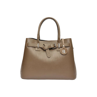 Anna Luchini Borsa A Mano In Pelle fango — Borsa a mano