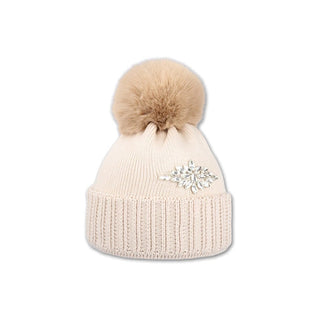 Capu Light beige women's hat with application 