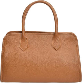 Anna Luchini Borsa A Mano In Pelle Cognac — Borsa a mano