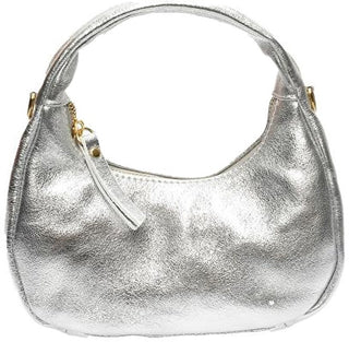 Anna Luchini Borsa A Mano In Pelle Argentata — Borsa a mano
