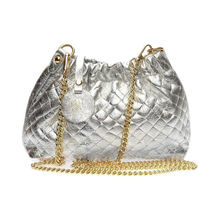 Anna Luchini Borsa a mano in pelle argento — Borsa a mano