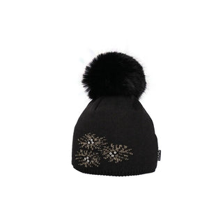 Capu Black Women's Hat with Snowflakes 