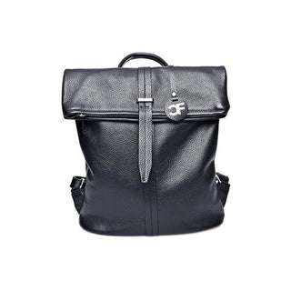 Carla Ferreri Black Leather Women's Backpack 