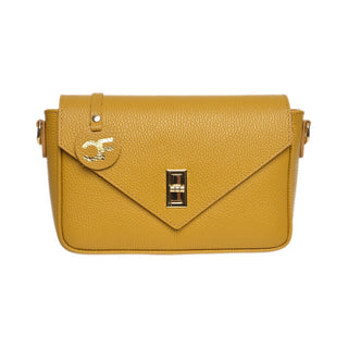 Carla Ferreri Women's Leather Crossbody Bag in mustard color 