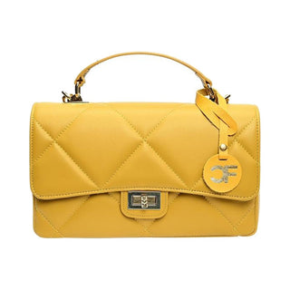 Carla Ferreri Women's Mustard Leather Crossbody Bag 