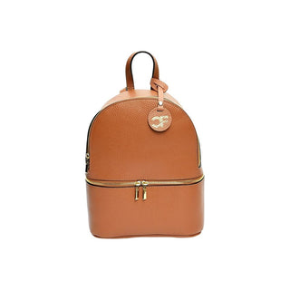 Carla Ferreri Women's Leather Backpack in cognac color 