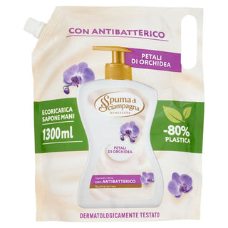 Spuma di Sciampagna Sapone Crema Petali Di Orchidea Ecoricarica 1300 ml — Sapone