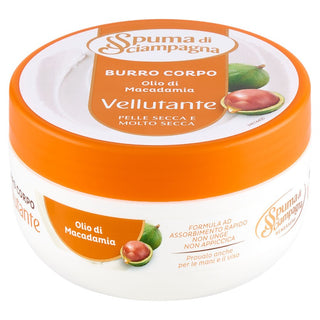 Spuma di sciampagna Burro Corpo Vellutante Olio Di Macadamia 200ml — Crema corpo