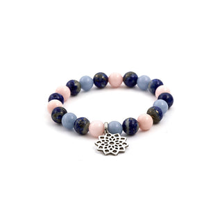 Agato Bracciale perline giada, lapislazzuli e angelite MINK70/17 — Bracciale