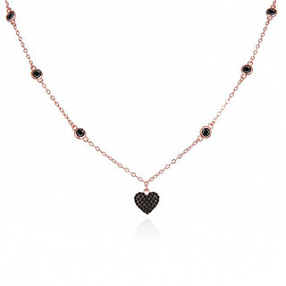 Agato Elegant Bronze Necklace with Black Zirconia AGS1583/47-BK-ROSE