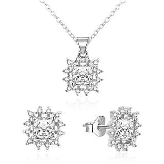 Agato Encantadoras joyas de plata y circonitas y AGSET363R-W (collar, colgante, pendientes)