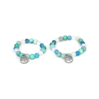 Agato Mineralarmbånd til mor og datter MINK46/SET (Jadeite, Howlite, Agate, Amazonite)